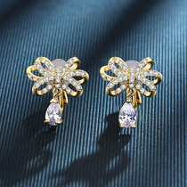 Ear clip without ear hole female fresh short earrings bright sparkling diamond drop earrings simple cold wind earrings