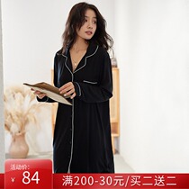 Modal cotton Korean long sleeve nightgown Lady Spring and Autumn sexy cardigan large size loose pajamas home clothes Winter