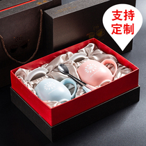 Ceramic Cup Creative Mark Cup Cartoon Lovers Mug Cup Relief Laser Engraved with cover spoon Custom LOGO