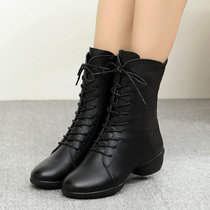 19 Autumn and winter New Dance boots cowhide sailors dance shoes womens square dance shoes high soft bottom dancing shoes boots