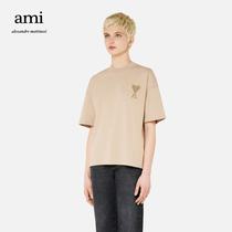 (New Year's gift)AMI Ms Classic Caring Cotton Leisure Sports Embroidered Round Cuff T-shirt