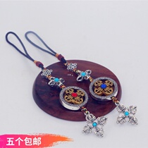 Tibetan characteristic souvenir five-strand cross Vajra Pestle pendant car hanging accessories bag pendant for men and women pendant