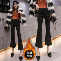 High Bomb 90% Pants Microhorn High Waist Wide Leggings Pants Plus Suede Thickened Casual Black elastic Thin Black Pants Autumn winter