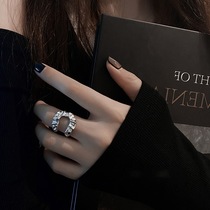 Geometric irregular folds opening ring European and American personality trend hip hop ring design feeling dark wind hand decorated female