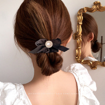 South Koreas new pearl hair rope sweet hipster fabric large intestine ring net red Hairband Joker head rope net red hair accessories