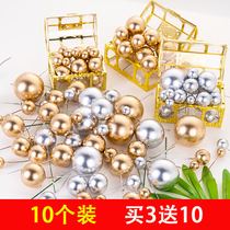 Golden Globe Silver Balls Cake Decoration Plugin Luxurious Golden Ball Birthday Cake Swing Piece Sweet Table Baking Accessories