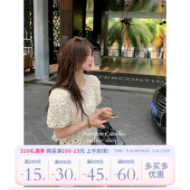 Summer Home homemade 2022 Summer Fashion Heavy work Solid hollowed-out pan florist style bubble short sleeve T-shirt female blouse