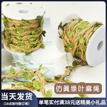 Green rattan hemp rope handmade DIY rope emulated leaves vines Tangle Tubes Photos Wall Deco