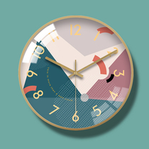 Nordic modern simple color clock Household clock Light luxury wall clock Living room creative fashion atmosphere silent hanging watch