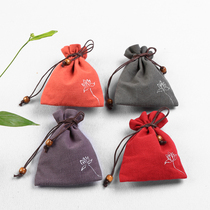 Hand-painted tea cup storage bag small single Cup cloth bag anti-bump handmade portable cotton and linen Cup bag first jewelry cloth bag