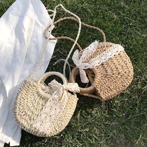 Seaside bag womens beach woven ins net red grass woven 2021 new fashion one shoulder messenger versatile summer portable