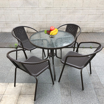 Simply open outdoor water-proof table and chair combined three pieces of balcony courtyard outdoor small tea table and chair with umbrella