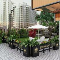 Iron fence flower box rectangular flower bed cafe restaurant outdoor flower stand milk tea shop partition slot
