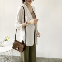 Thin small blazer womens summer mid-length Korean version of loose and casual three-point sleeve chiffon top professional suit