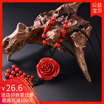 New Years Day Yangzhou lacquerware factory red carved lacquer cinnabar sweater chain necklace female long ornaments ethnic wind Joker gift