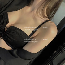 LA glitter drawstring new sexy detachable shoulder strap underwear beautiful back seamless gathering non-rim bra