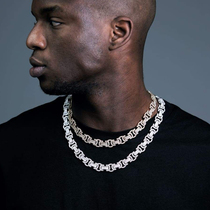 Tide brand European and American Byzantine Emperor Cuban chain female men 18K gold fashion temperament full diamond HIP HOP jewelry