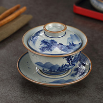 Jingdezhen blue and white cover teapot Cover bowl cover accessories ceramic pot cover tea set kung fu tea ceremony zero match