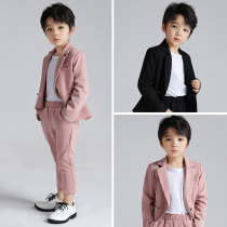 Kids casual suit autumn suit boys black coat three-piece set gentleman suit host little dress 2021
