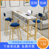 Nordic Marble Bar Terrace Home Living Room Water Bar Table Partition Double Milk Tea Shop Table And Chairs Strip Table High Foot Against Wall