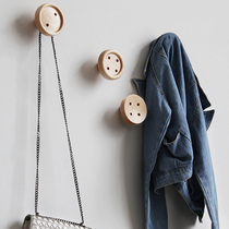 Big Craftsman style creative style non-perforated wall decoration solid wood button living room entrance door Wall Wall Wall Wall