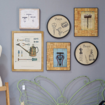 American retro wood Decorative Painting Living Room Restaurant Genguan Book House Hanging Painting Coffee Clothing Shop Wall Decoration