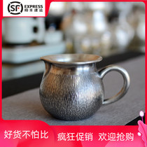 Sterling silver 999 pure handmade new do old Hammers Cup home high-grade tea ceremony tea set Gift Collection