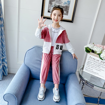 Girl set 2021 autumn new childrens foreign style Fashion Net Red Girl in the big Children Spring and Autumn sports two-piece set