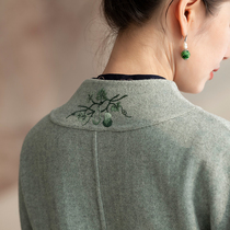 ( say) mo shang hua kai original embroidery zhang qi pao female long coat wool coat limits