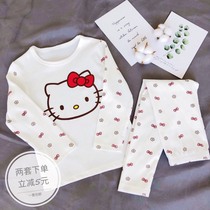 Autumn and winter children cotton underwear set boys and girls cotton base long sleeve trousers home clothes baby pajamas