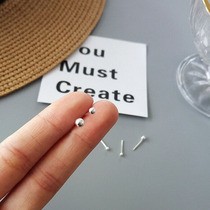 925 Sterling Silver Platinum Plated Simple Glossy Small Silver Ball Mini Ear Earring Ear with Multi Earring Joker