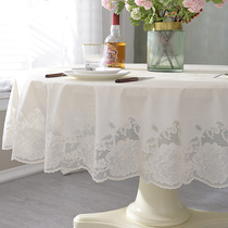Tablecloth Round lace table cloth European large round tablecloth pvc Waterproof and oil-proof wash-in household Nordic tablecloth
