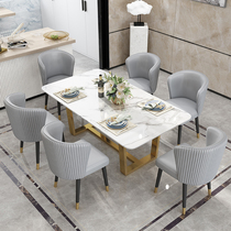 Nordic rock board Marble dining table and chair combination Modern simple size apartment Stainless Steel light luxury dining table household