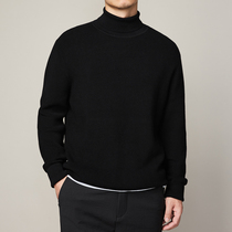 men's autumn winter black turtleneck slim knit sweater thick bottoming sweater jacket