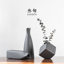 Three-year-old rust Zen flower Ware Japanese-style pottery flower set home accessories tea ceremony ornaments simple retro small vase