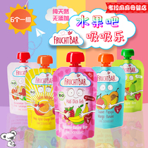 Import the German FruchtBar fruit bar Baby Fruit Mud Suction 100 gr 6 Baby fruit puree a set of 6 packs