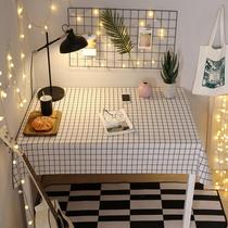 Plaid tablecloth small square black and white rectangular pink Net Red student ins small seat waterproof scarf custom desk