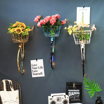 Nordic bicycle pendant personality creative bar milk tea shop wall decoration wall restaurant flower basket wall decoration