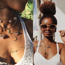 Afro Tribal Jewelry Tribal Black style Jewelry handmade rough crystal shell necklace