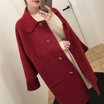 Gross jacket lady little guy 2020 autumn winter thickened in the middle of the long section Korean version loose and double face cashmere Grand coat woman