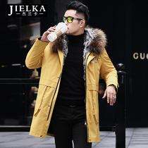 Parker clothing mens wool liner long raccoon fur collar hooded fur one trend fur coat coat