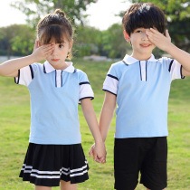 Kindergarten Garden Clothing Summer Clothing Pure Cotton Short Sleeves College Wind First Grade Children Class School Uniforms Summer Suits