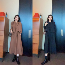 Port Wind retro chic autumn 2022 new womens fashion foreign air reduced age short coat temperament one-piece dress suit