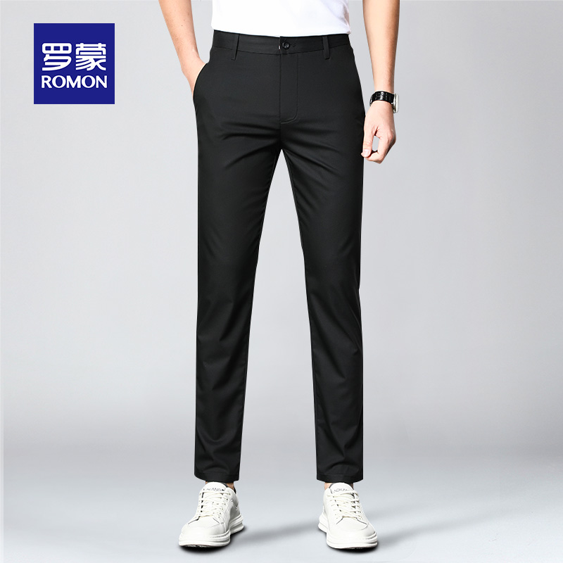 Romon pants men Korean version of the trend slim mens casual pants nine points mens pants spring and summer pants small feet pants men
