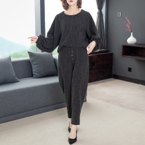  Spot quick hair 2021 new plus size womens fat sister thin suit Hyuna wind two-piece set age reduction foreign style