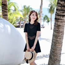 Swimsuit women conservative belly thin one-piece dress black plus size swimsuit fat mm sexy flat corner hot spring swimsuit