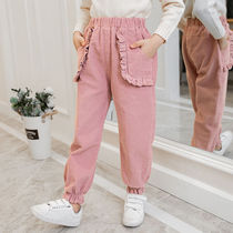 Girls  casual pants 2021 spring new medium and large childrens 3 pants 4 childrens 5 foreign style 6 wear 7 spring and autumn 8-year-old trousers