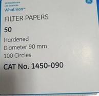 British Whatman cargo number 1450-090 level 50 hardened no grey level quantitative filter paper slow aperture 2 7um diameter 90mm 100 sheet box