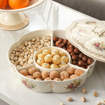 European ceramic fruit plate living room home creative modern snack plate with lid wedding candy box dried fruit plate