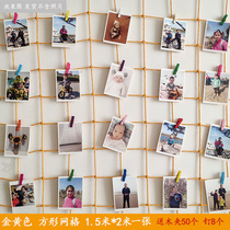 Hemp Rope Mesh Decorative Mesh Free to punch photo frame hanging wall Hemp Rope Clip Decorative Mesh Photo Hanging Wall Creative Hanging Wall
